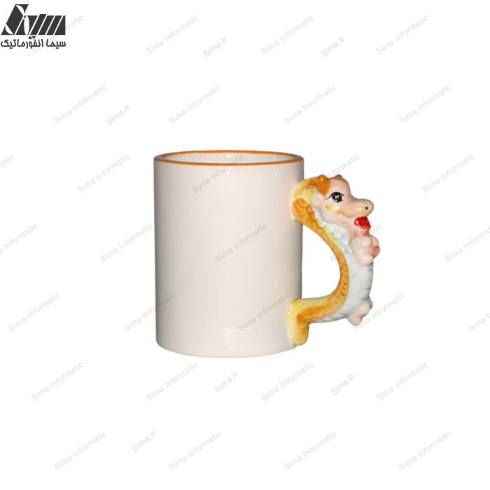 لیوان سرامیکی دسته عروسکی مدل اژدها  11oz (مخصوص چاپ سابلیمشن)