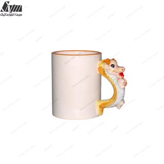 لیوان سرامیکی دسته عروسکی مدل اژدها  11oz (مخصوص چاپ سابلیمشن)